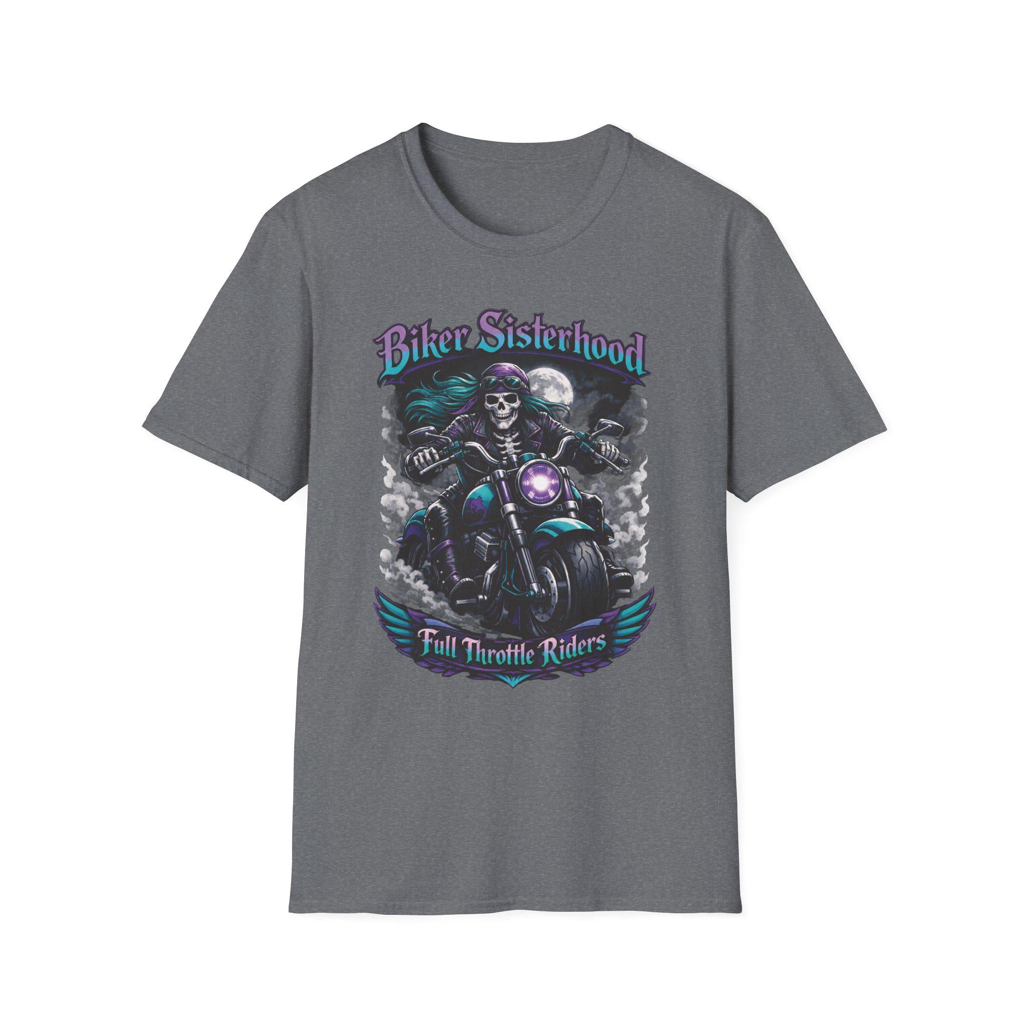 Biker Sisterhood T Shirt Full Throttle Rider Motorcycle Graphic Tee
