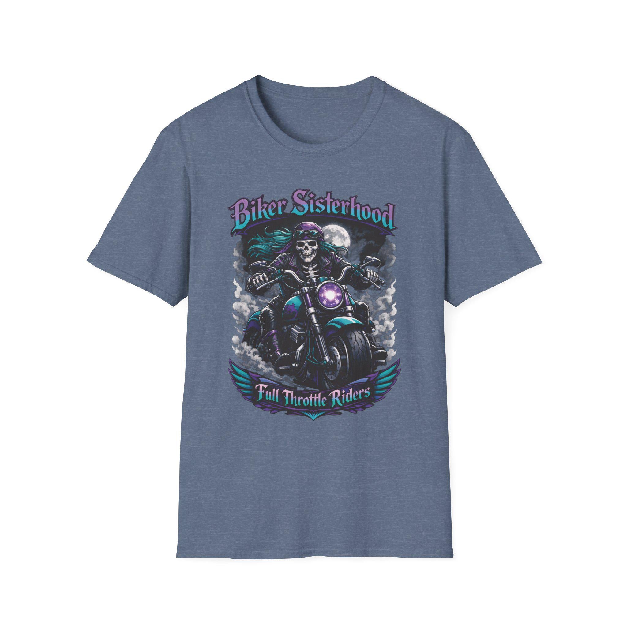Biker Sisterhood T Shirt Full Throttle Rider Motorcycle Graphic Tee