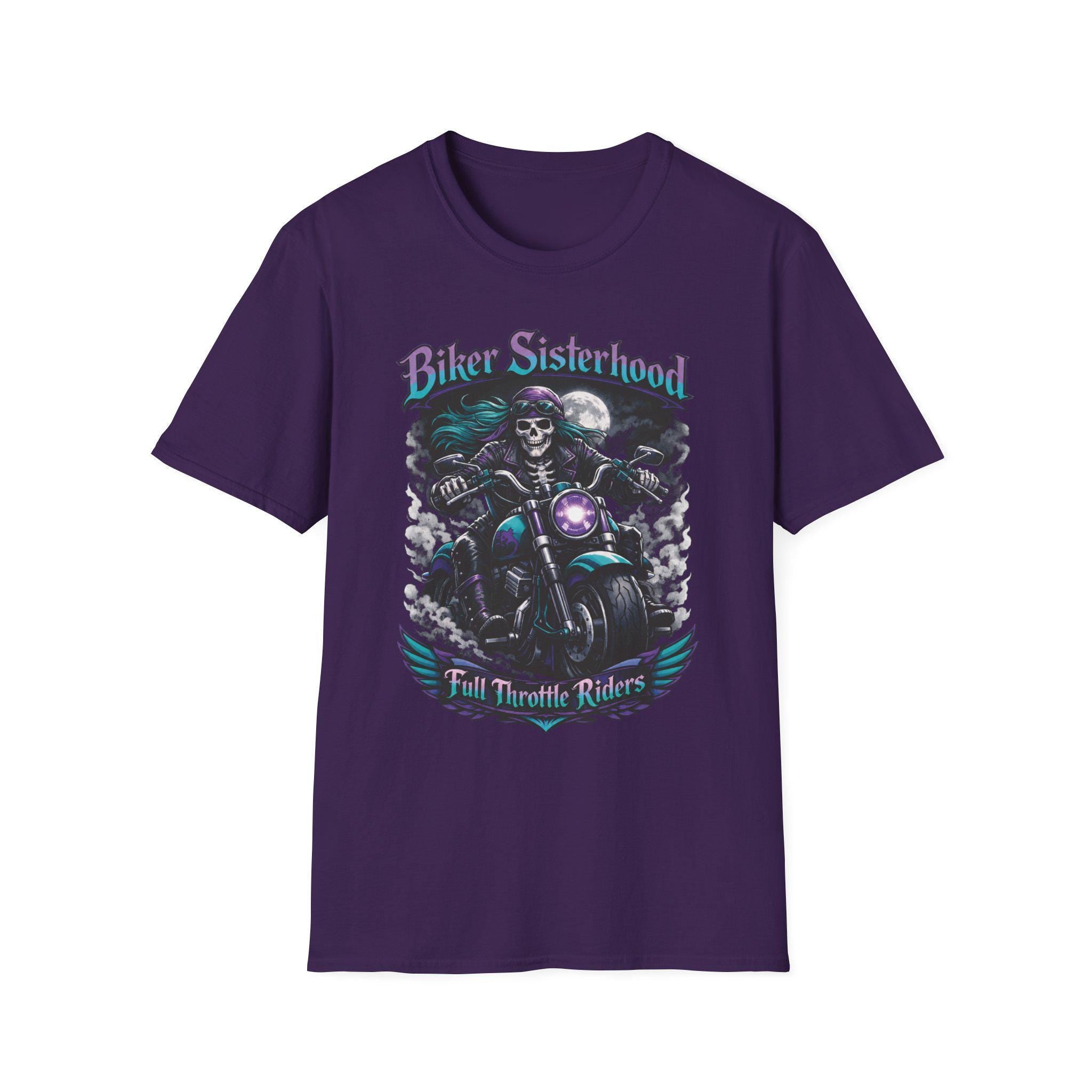 Biker Sisterhood T Shirt Full Throttle Rider Motorcycle Graphic Tee