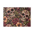 Day of the Dead Sugar Skull Glass Cutting Board Floral Kitchen Decor