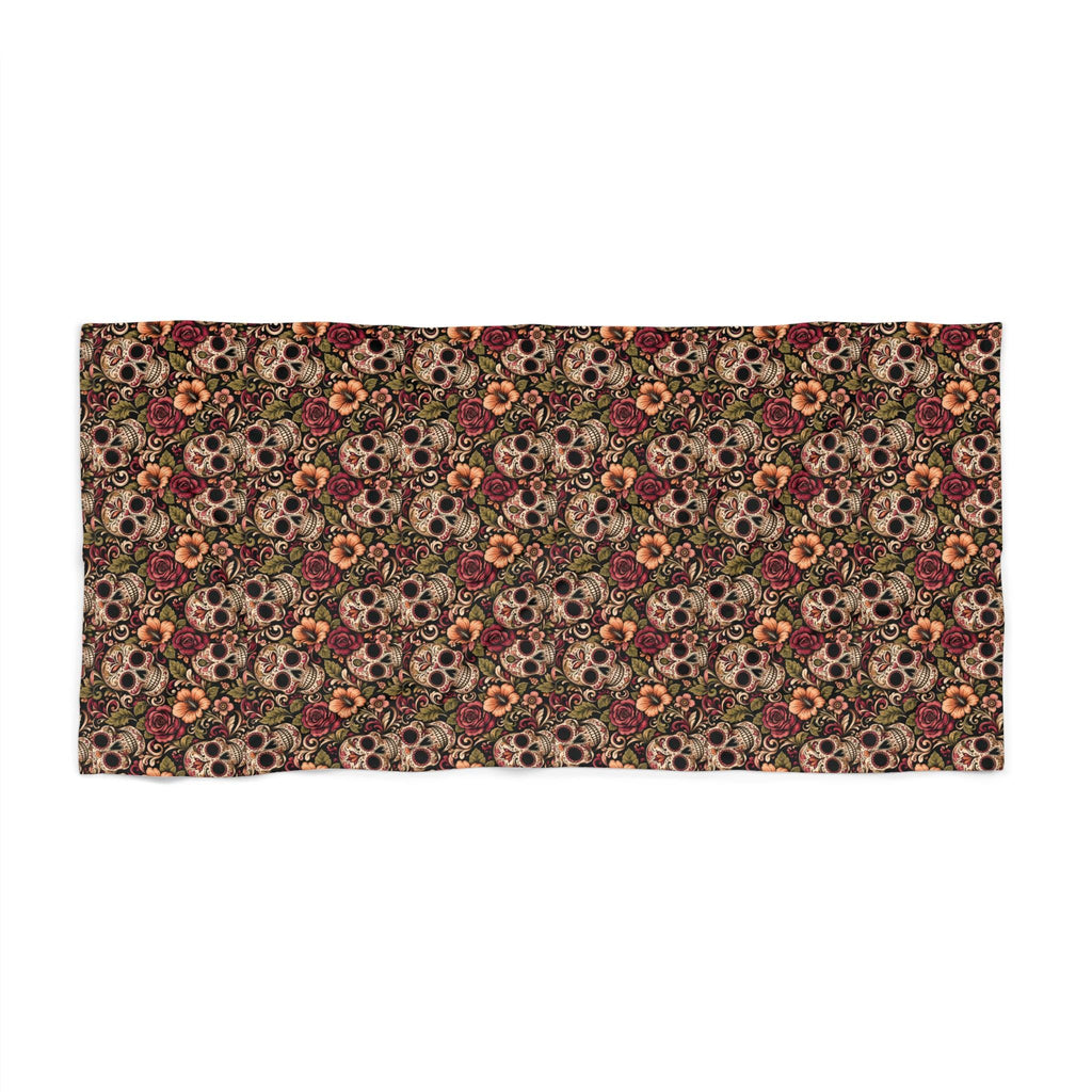 Beach Towel Vintage Sugar Skull & Floral Pattern