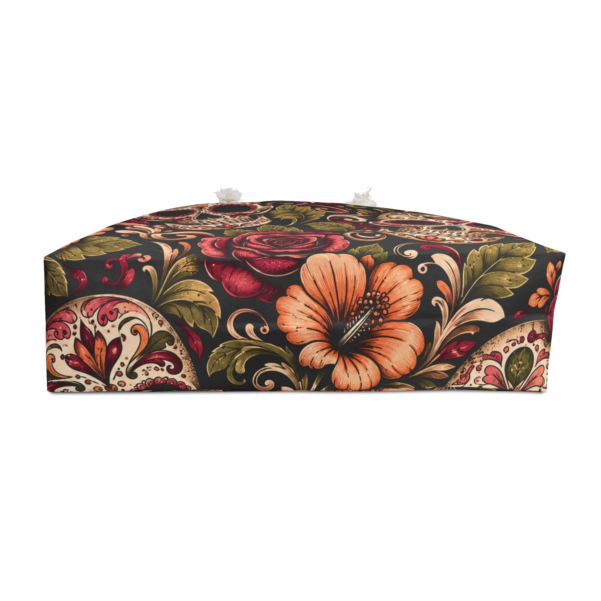 Sugar Skull Floral Weekender Bag Day of the Dead Travel Tote