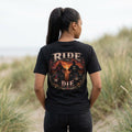 Ride or Die Motorcycle T-Shirt Biker Sunset Back Print