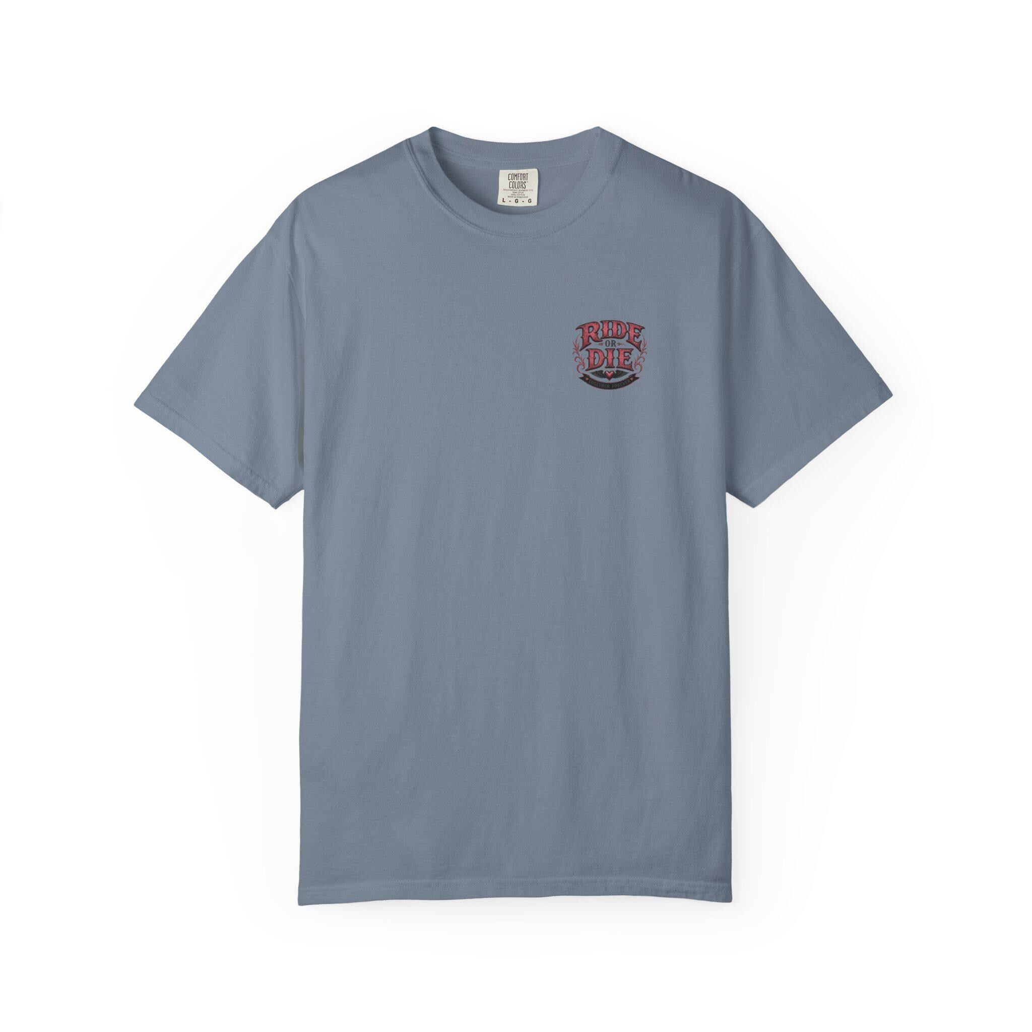Ride or Die Motorcycle T-Shirt Biker Sunset Back Print