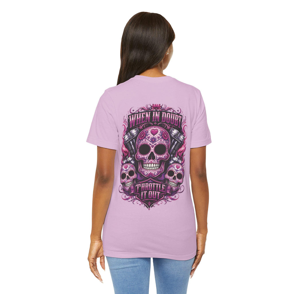 Skull Motorcycle Tee "When In Doubt Throttle It Out" Biker T-Shirt